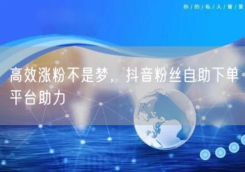 高效涨粉不是梦，抖音粉丝自助下单平台助力