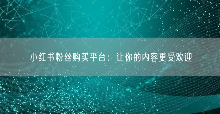 小红书粉丝购买平台：让你的内容更受欢迎